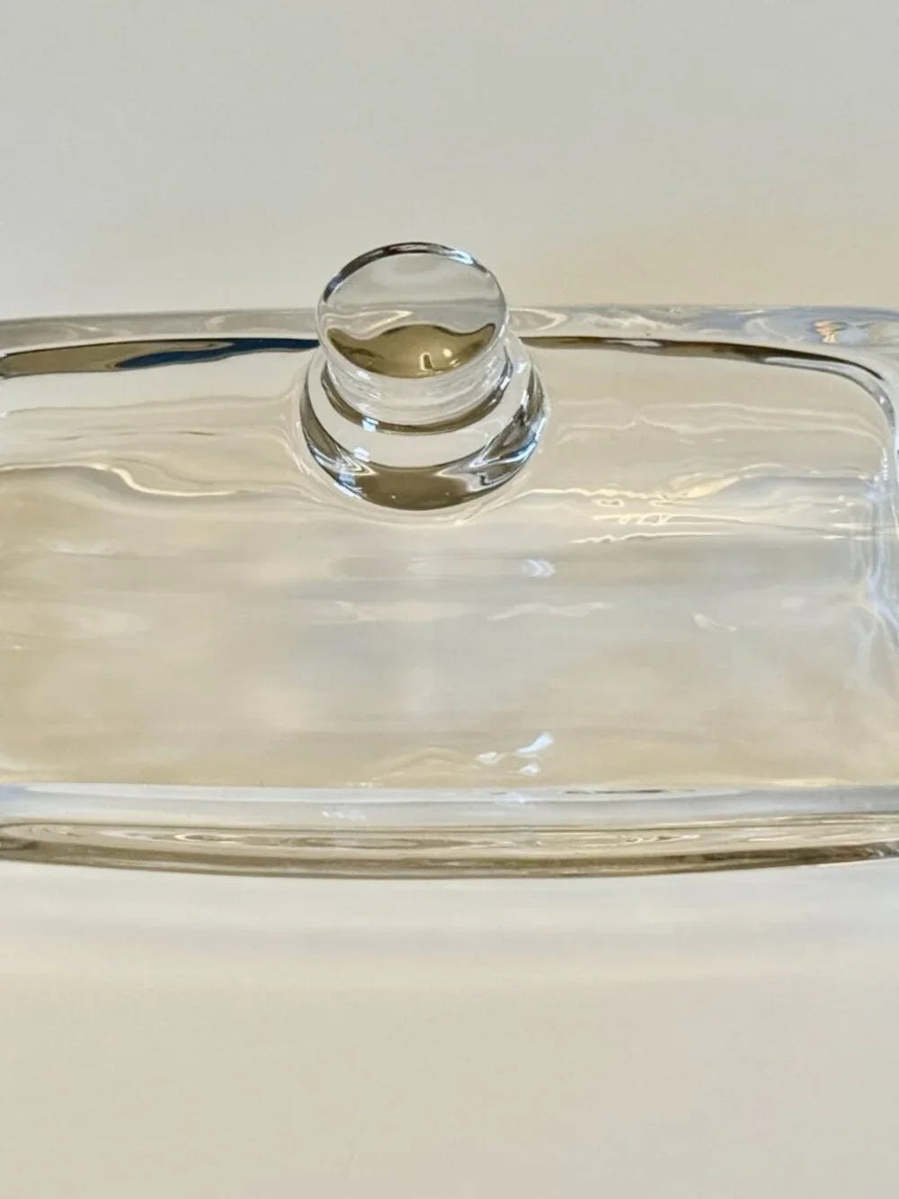 Vintage Heavy Clear Glass Butter Dish Covered Butter Keeper Modern Rectangle